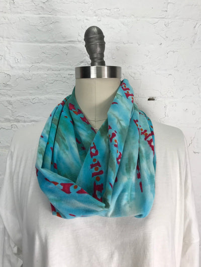 Jersey Cowl Warmer in Ruby and Turquoise - Cloud Candy