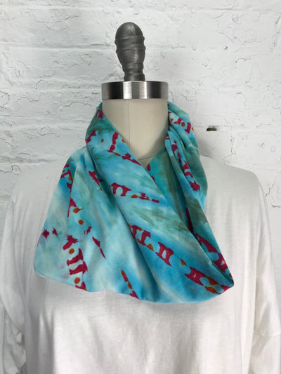 Jersey Cowl Warmer in Ruby and Turquoise - Cloud Candy