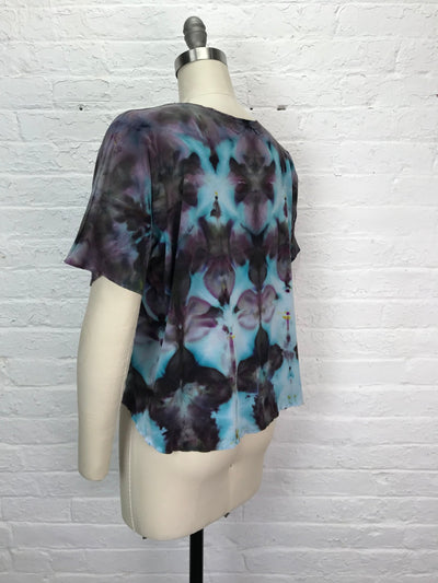 Juni Short Sleeve Petite Top in Moonflower Petunia - Cloud Candy