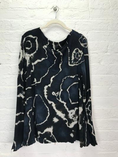 Rose Long Sleeve Top in Black Marble - Cloud Candy