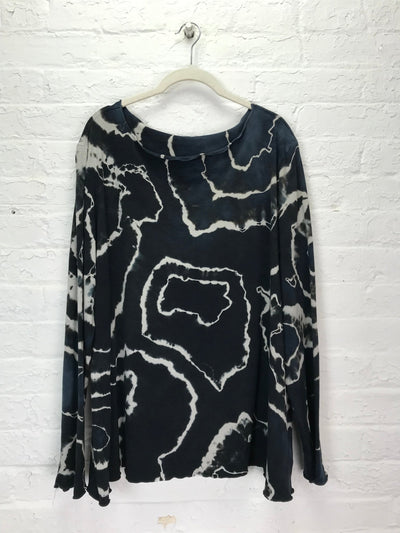 Rose Long Sleeve Top in Black Marble - Cloud Candy