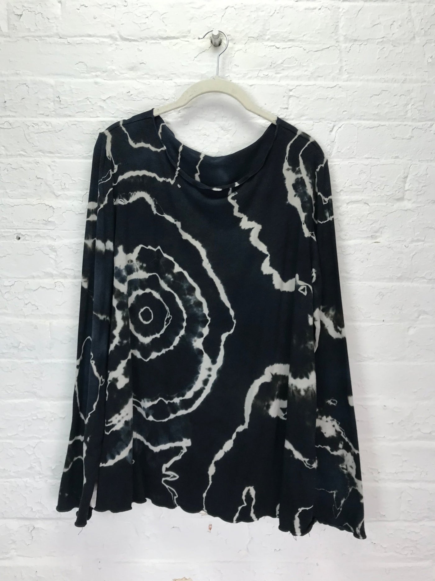 Rose Long Sleeve Top in Black Marble - Cloud Candy