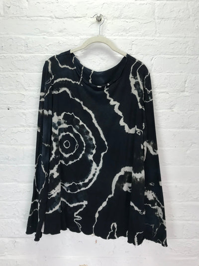 Rose Long Sleeve Top in Black Marble - Cloud Candy