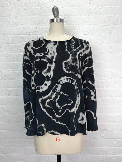 Rose Long Sleeve Top in Black Marble - Cloud Candy