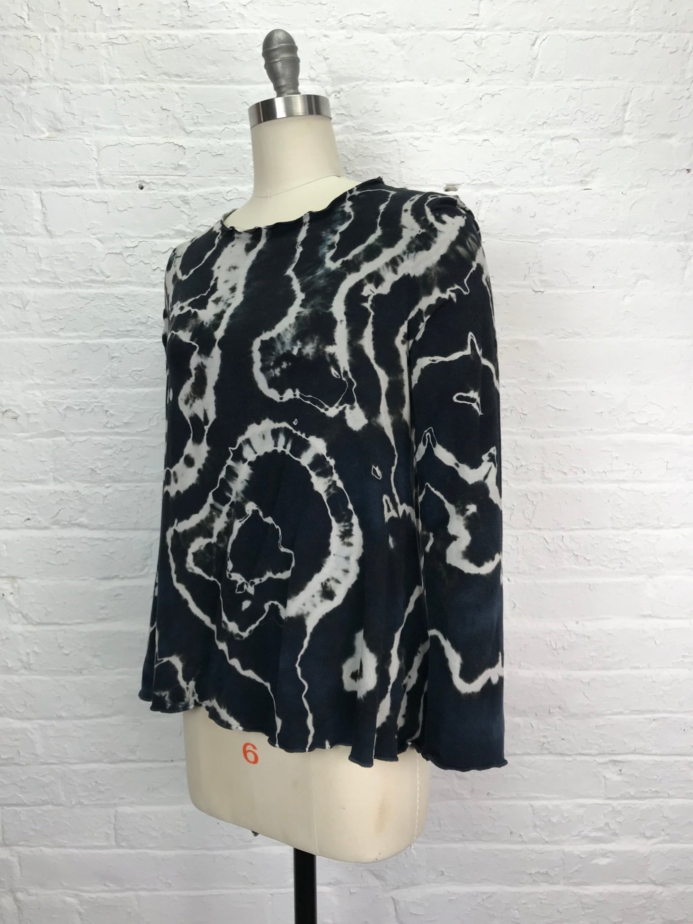 Rose Long Sleeve Top in Black Marble - Cloud Candy