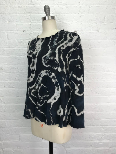 Rose Long Sleeve Top in Black Marble - Cloud Candy