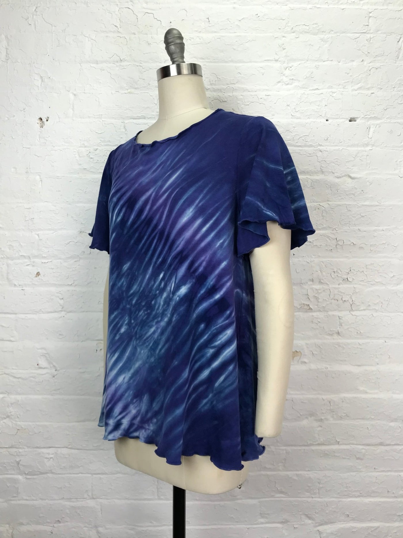 Rose Top with Flounce Sleeve in Blue Wave - Cloud Candy