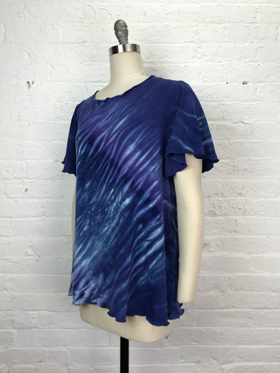 Rose Top with Flounce Sleeve in Blue Wave - Cloud Candy