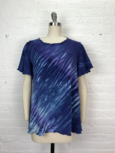 Rose Top with Flounce Sleeve in Blue Wave - Cloud Candy