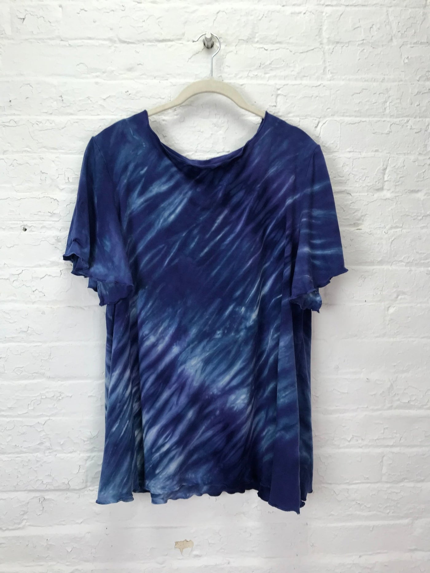 Rose Top with Flounce Sleeve in Blue Wave - Cloud Candy