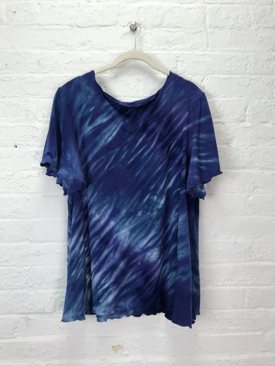 Rose Top with Flounce Sleeve in Blue Wave - Cloud Candy