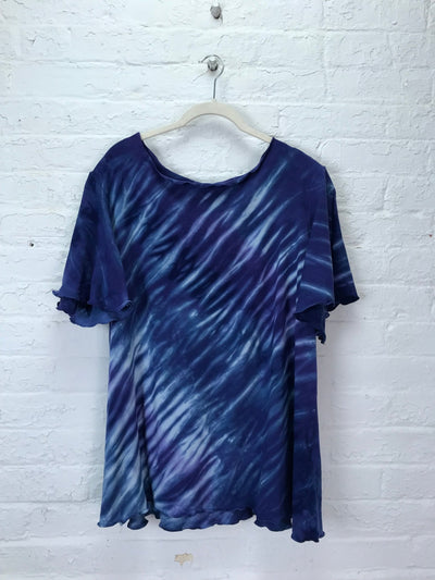 Rose Top with Flounce Sleeve in Blue Wave - Cloud Candy