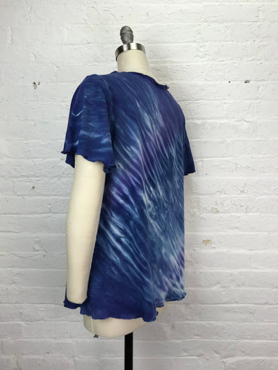 Rose Top with Flounce Sleeve in Blue Wave - Cloud Candy
