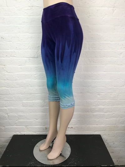Ruffled Capri Leggings in Awash in Azure - Cloud Candy