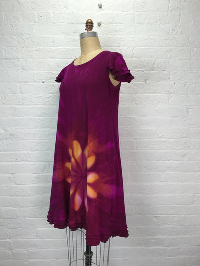 Ruffled Pixie Sun Dress in Wild Hibiscus - Cloud Candy
