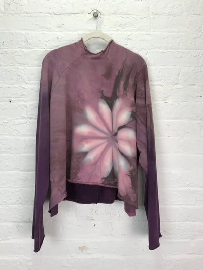 Stretch Fleece Cropped Sweatshirt in Lotus Bloom - Cloud Candy