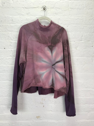 Stretch Fleece Cropped Sweatshirt in Lotus Bloom - Cloud Candy