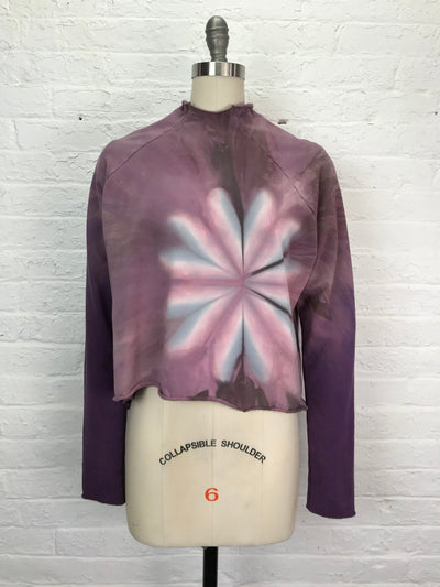 Stretch Fleece Cropped Sweatshirt in Lotus Bloom - Cloud Candy
