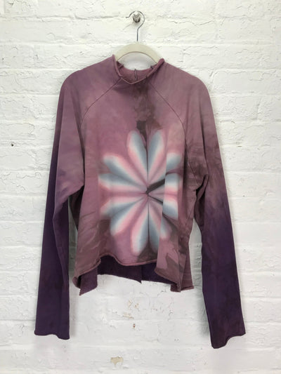 Stretch Fleece Cropped Sweatshirt in Lotus Bloom - Cloud Candy