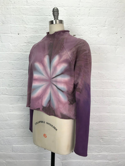 Stretch Fleece Cropped Sweatshirt in Lotus Bloom - Cloud Candy