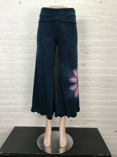 Triple Ruffle Cropped Spanish Pant in Pink Pinwheel Blossom - Large - Cloud Candy