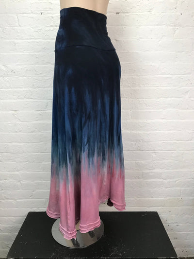 Triple Ruffle Maxi Skirt in Midnight Rosé - Medium - Cloud Candy