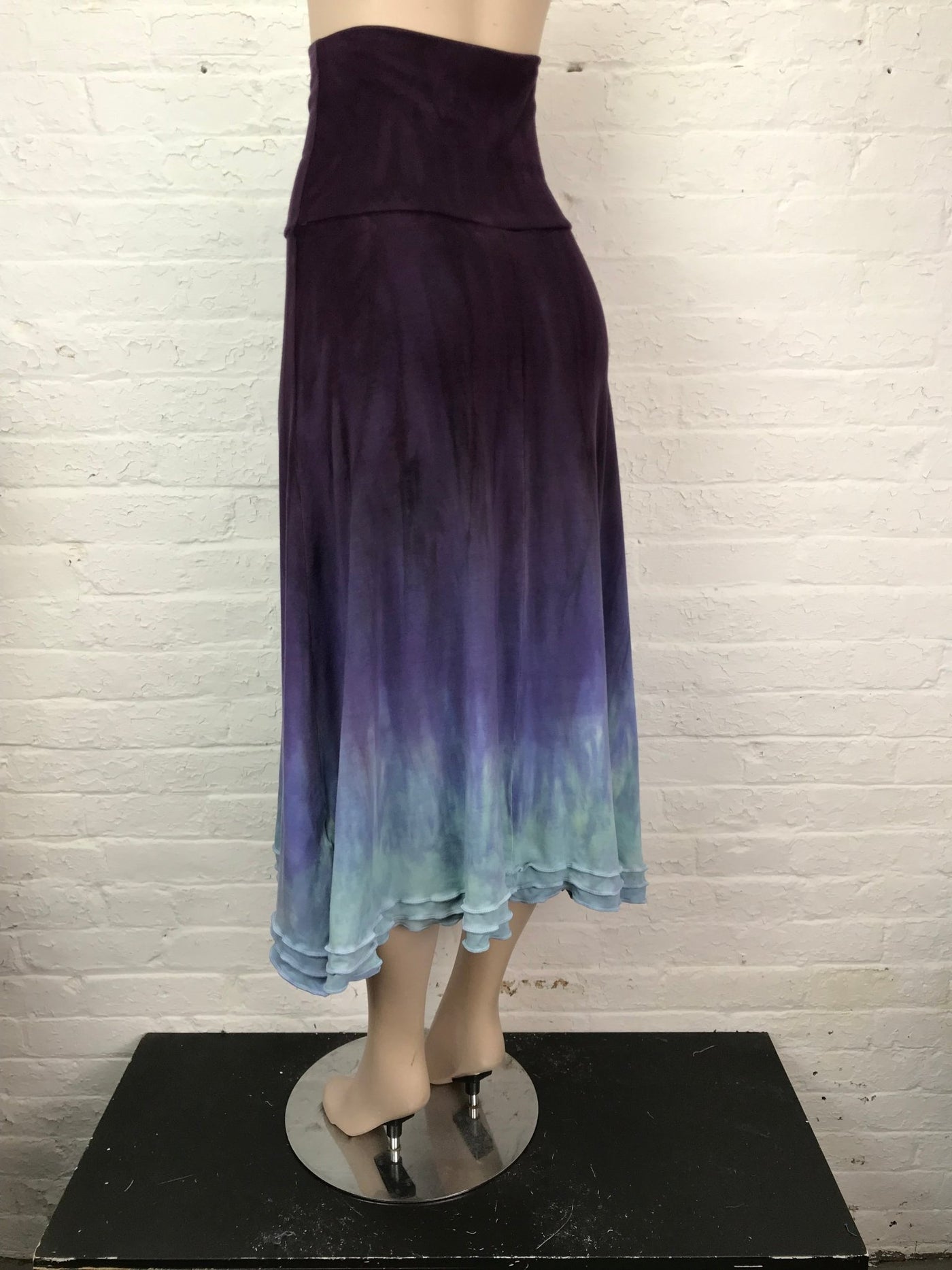 Triple Ruffle Midi Skirt in Night Blooming Cereus Ombré - Medium - Cloud Candy