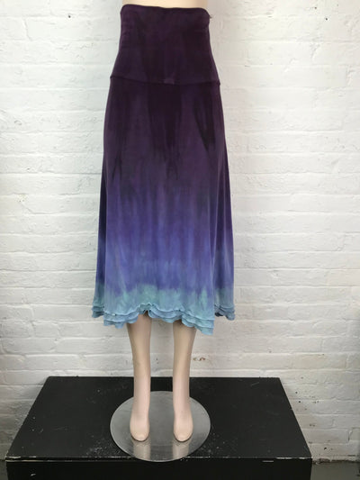 Triple Ruffle Midi Skirt in Night Blooming Cereus Ombré - Medium - Cloud Candy