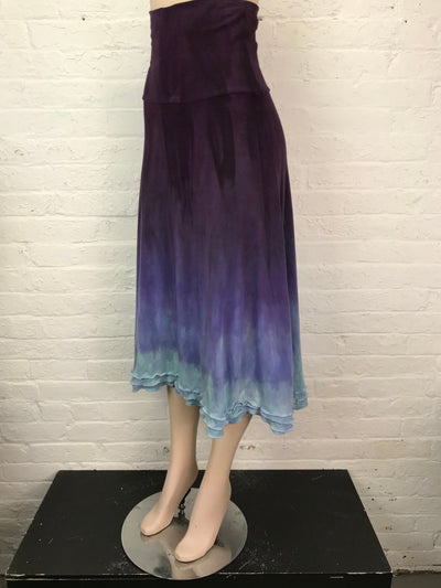 Triple Ruffle Midi Skirt in Night Blooming Cereus Ombré - Medium - Cloud Candy