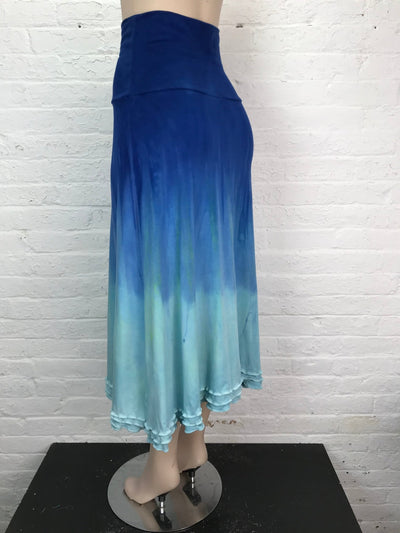 Triple Ruffle Midi Skirt in Pale Blue Mermaid - Cloud Candy