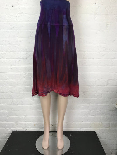 Triple Ruffle Midi Skirt in Red Skies at Night - Cloud Candy