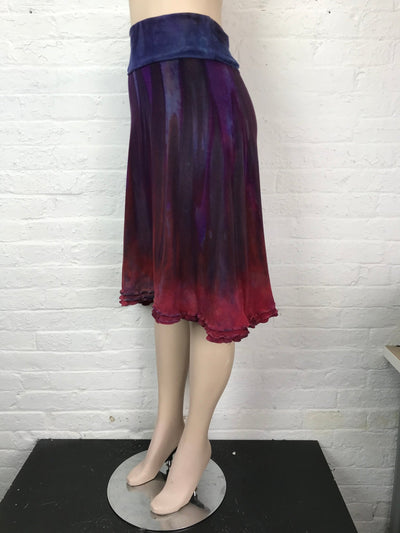 Triple Ruffle Midi Skirt in Red Skies at Night - Cloud Candy