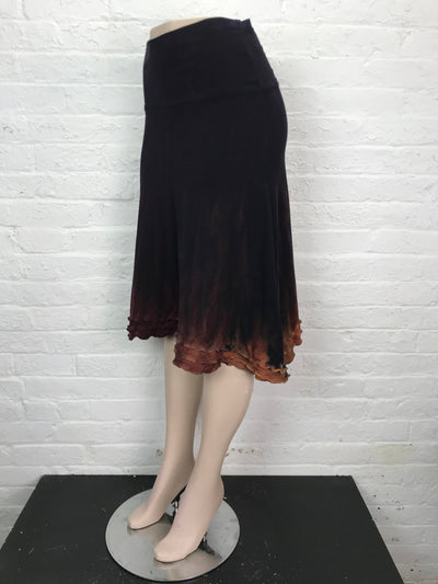 Triple Ruffle Skirt in Eggplant Ochre Ombre - Medium - Cloud Candy