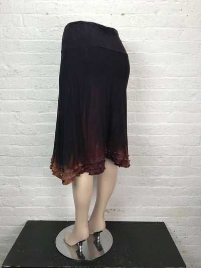 Triple Ruffle Skirt in Eggplant Ochre Ombre - Medium - Cloud Candy