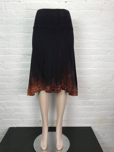 Triple Ruffle Skirt in Eggplant Ochre Ombre - Medium - Cloud Candy