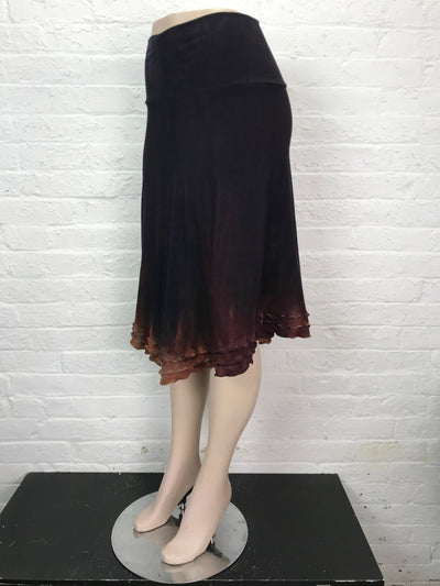 Triple Ruffle Skirt in Eggplant Ochre Ombre - Medium - Cloud Candy
