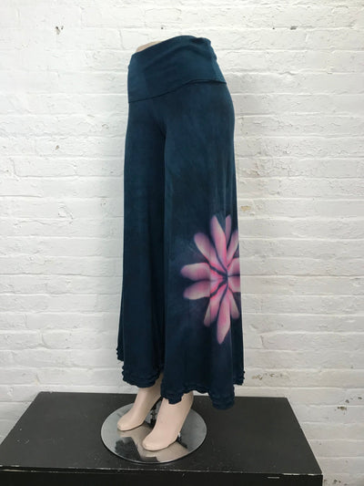 Triple Ruffle Wide Leg Pant in Pink Pinwheel Blossom - Medium - Cloud Candy