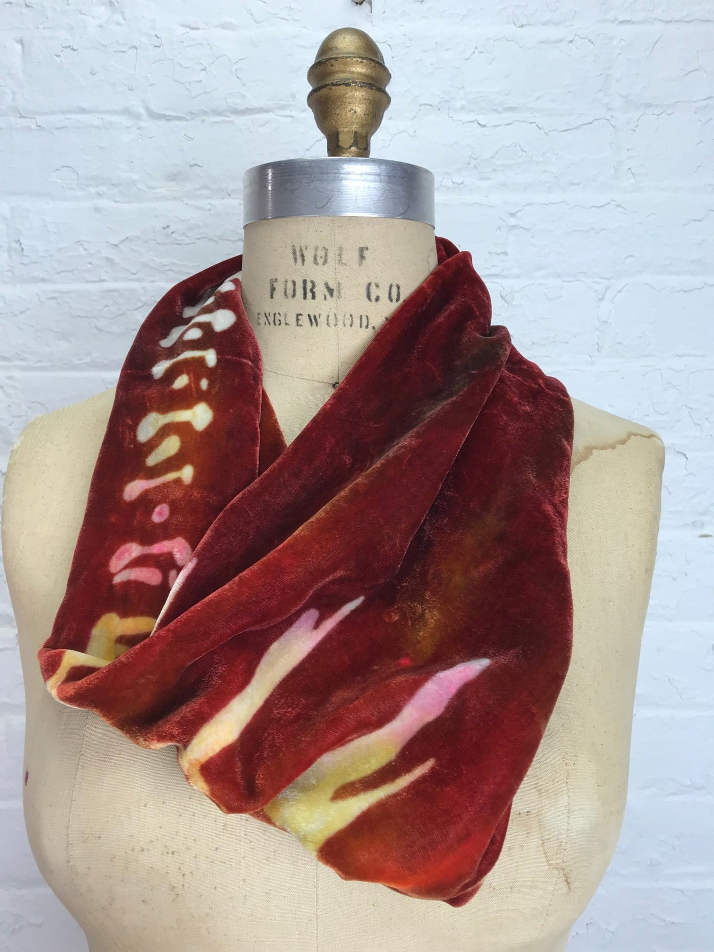 Velvet Cowl Warmer in Rust Hieroglyphics - Cloud Candy