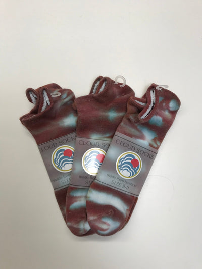 Women's Bamboo Footie Socks in Brick Stripe - Cloud Candy