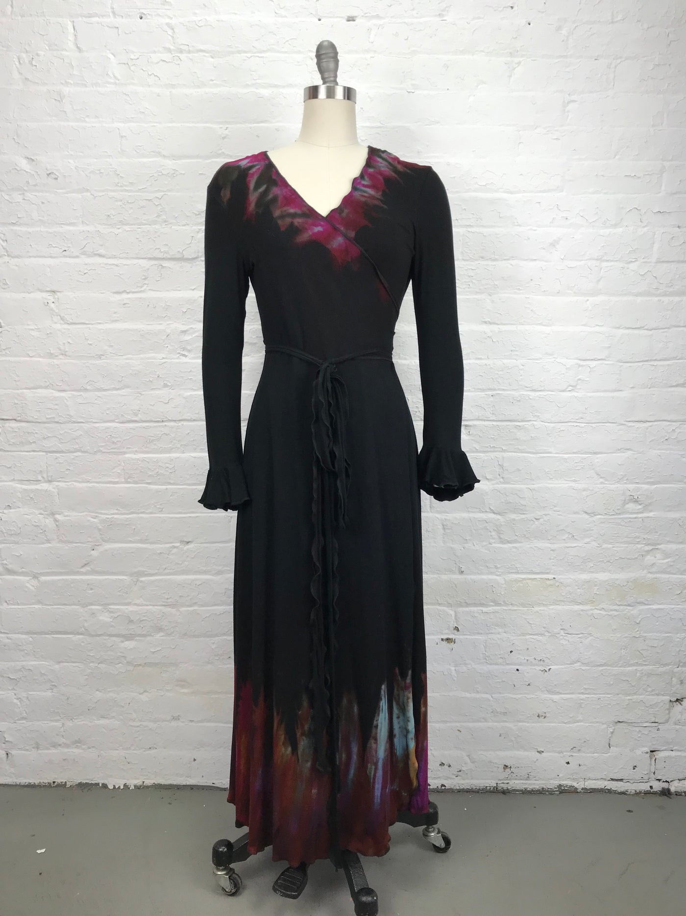 Flamenco Wrap Maxi Dress in Fiery Chili - front view
