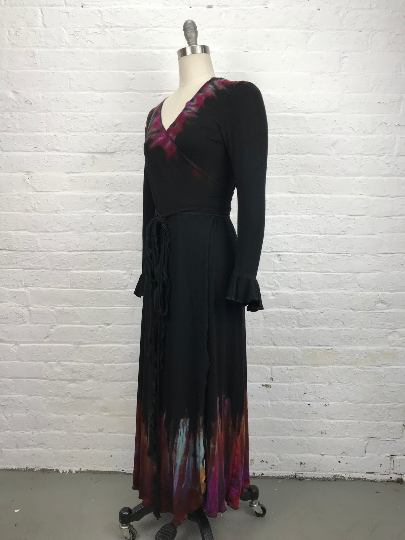 Flamenco Wrap Maxi Dress in Fiery Chili - side view