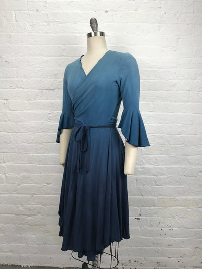 Flamenco Wrap Dress in Blue Heaven - Medium