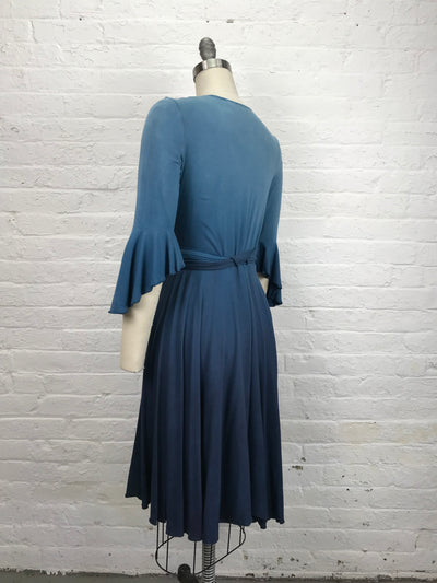 Flamenco Wrap Dress in Blue Heaven - Medium
