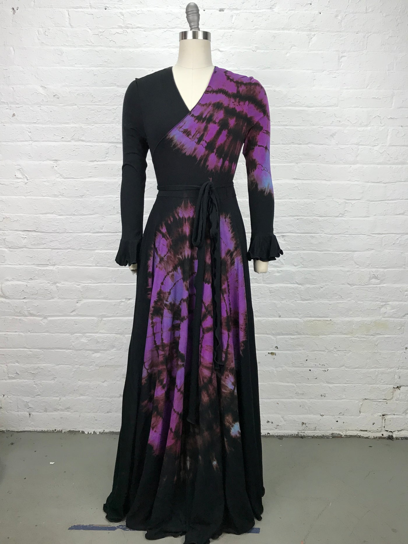 Flamenco Wrap Maxi Dress in Violet Spider Witch - Medium