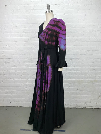 Flamenco Wrap Maxi Dress in Violet Spider Witch - Medium