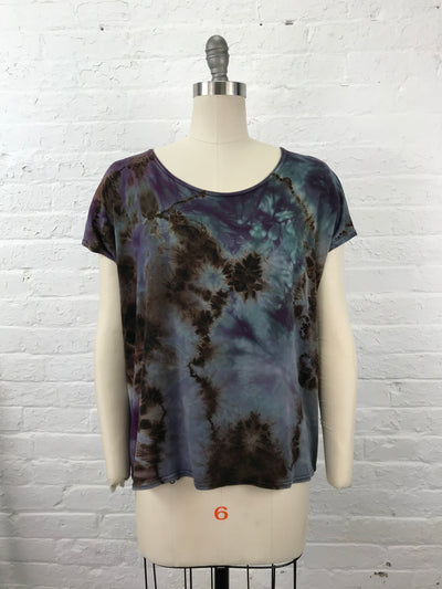 Elegant Shibori Dyed ELSIE TOP in Dark and Stormy Tangle - front view