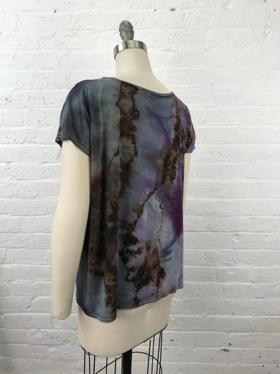 Elegant Shibori Dyed ELSIE TOP in Dark and Stormy Tangle - back view