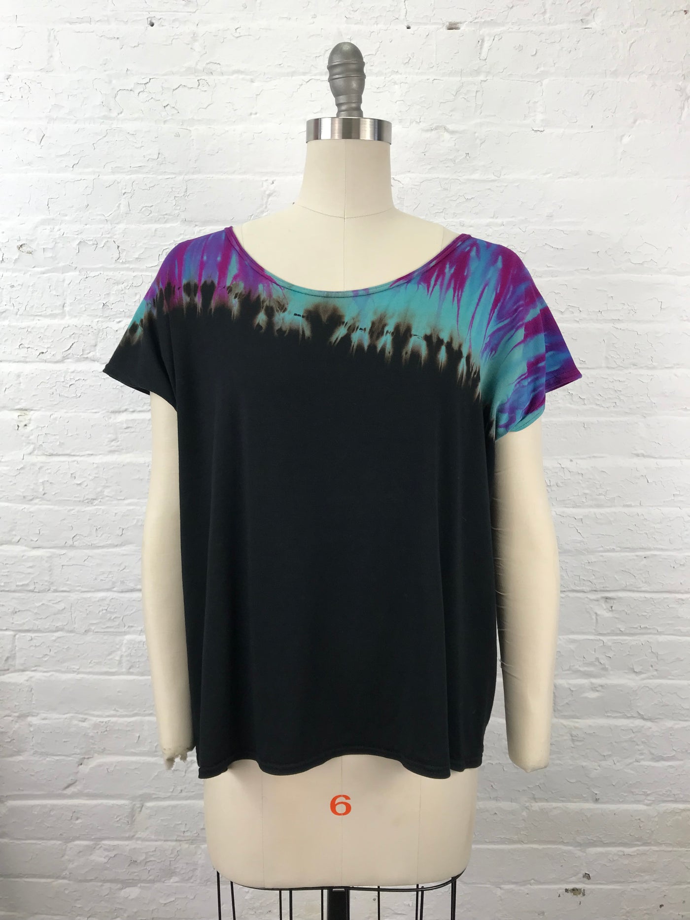 Elegant Shibori Dyed ELSIE TOP in Hawaiian Holiday Drift - front view