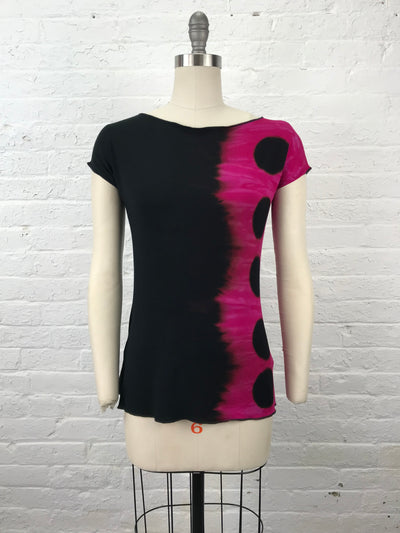 Elegant Shibori Dyed Fitted Candy Top in Hot Cherry Eclipse - front view