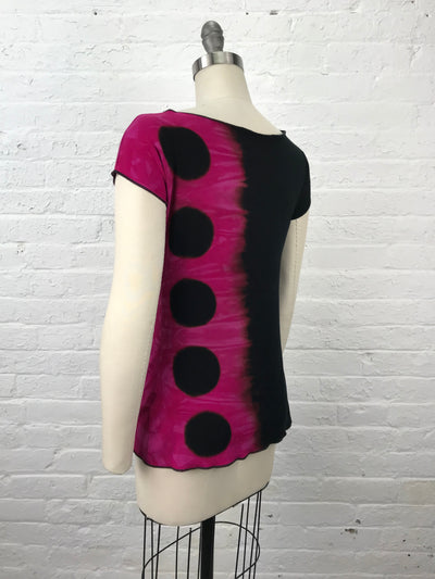 Elegant Shibori Dyed Fitted Candy Top in Hot Cherry Eclipse - back view